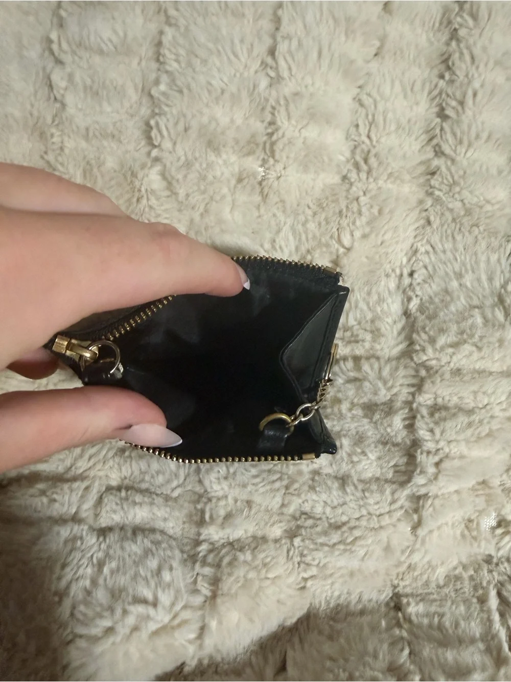 Coach Black Signature Canvas Card Holder with Key Ring
